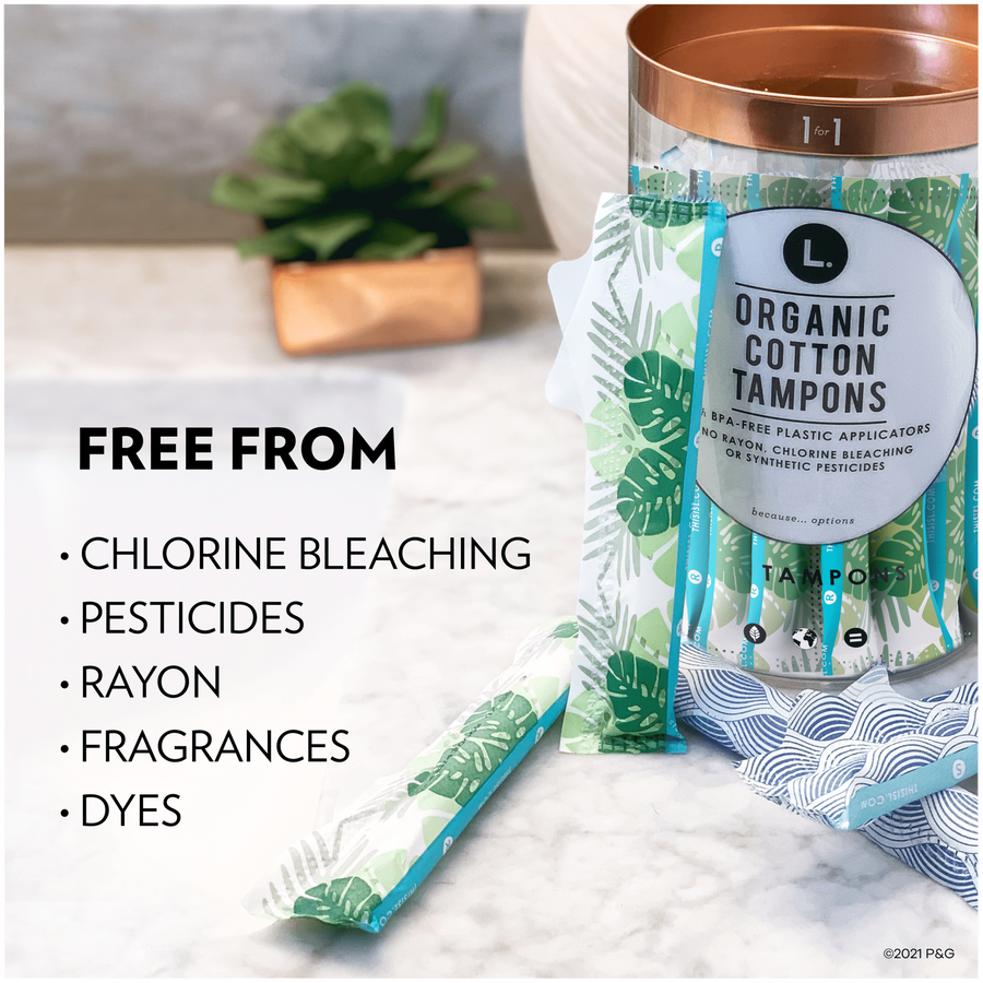 L. Organic Cotton Tampons with BPAfree Plastic Applicator